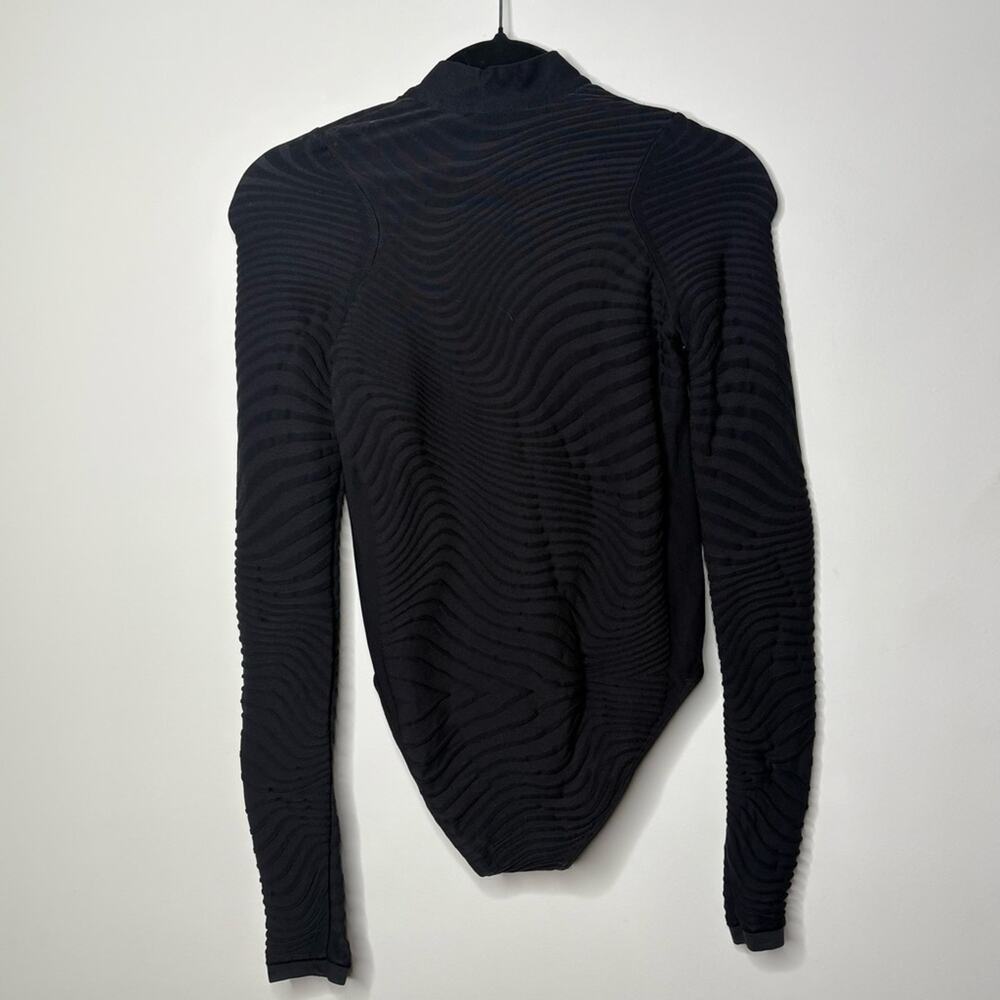 Nike City Ready Black Seamless 1/2 Zip Bodysuit Long Sleeve Mock Neck - Picture 6 of 8